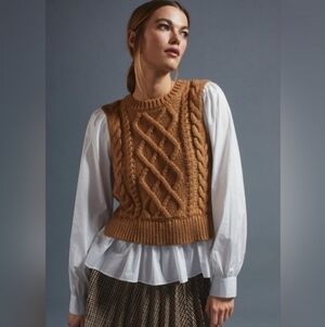 NWT Anthropologie Sweater Vest & Blouse Layered Top, Size S